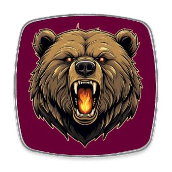 Angry Grizzly Bear Grizzly Portrait - Square fridge magnet - white - Front