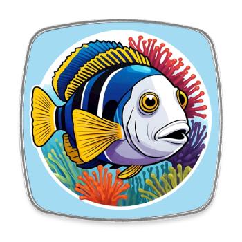 triggerfish, coral fish, colorful sea anemones - Square fridge magnet - white - Front