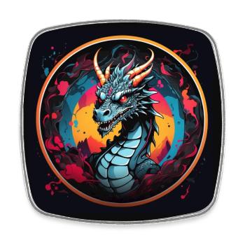 Wütender Drache Drachenportrait Feuerdrache - Viereckiger Kühlschrankmagnet - Weiß - Vorne