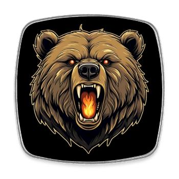 Angry Grizzly Bear Grizzly Portrait - Square fridge magnet - white - Front