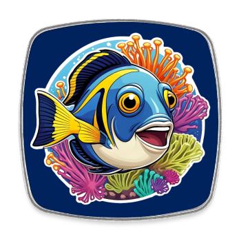 triggerfish, coral fish, colorful sea anemones - Square fridge magnet - white - Front