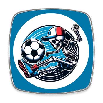 Skull mit Basecap spielt Fussball - Viereckiger Kühlschrankmagnet - Weiß - Vorne