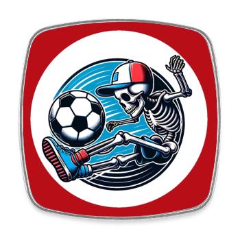 Skull mit Basecap spielt Fussball - Viereckiger Kühlschrankmagnet - Weiß - Vorne