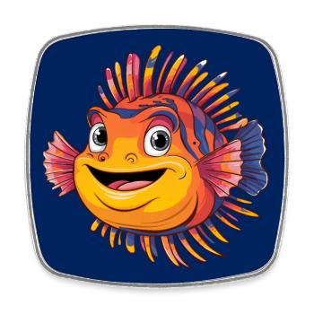 Lachender lustiger Rotfeuerfisch Korallenfisch - Viereckiger Kühlschrankmagnet - Weiß - Vorne