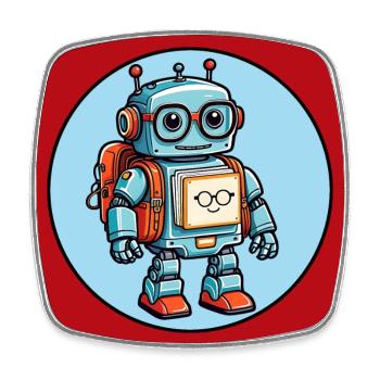Petit robot mignon avec sac d’école inscription à l’école - Magnet carré - blanc - Devant