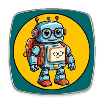 Kleiner süßer Roboter mit Schulranzen Einschulung - Viereckiger Kühlschrankmagnet - Weiß - Vorne