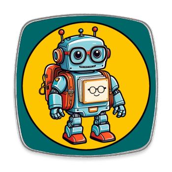 Petit robot mignon avec sac d’école inscription à l’école - Magnet carré - blanc - Devant
