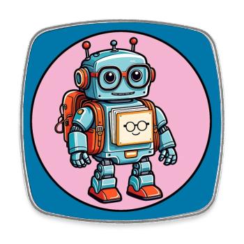 Kleiner süßer Roboter mit Schulranzen Einschulung - Viereckiger Kühlschrankmagnet - Weiß - Vorne