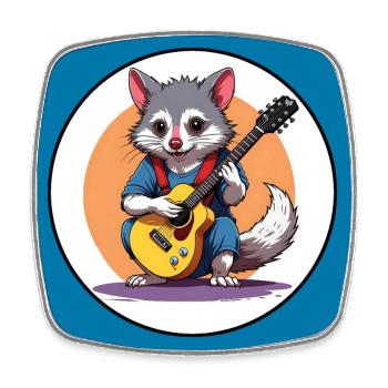 Lustiges singendes Opossum mit Gitarre - Viereckiger Kühlschrankmagnet - Weiß - Vorne