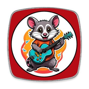 Lustiges singendes Opossum mit Gitarre - Viereckiger Kühlschrankmagnet - Weiß - Vorne