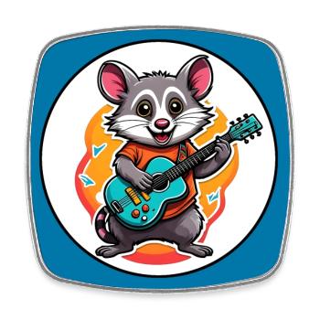 Lustiges singendes Opossum mit Gitarre - Viereckiger Kühlschrankmagnet - Weiß - Vorne