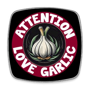 Achtung ich liebe Knoblauch Knoblauchknolle - Viereckiger Kühlschrankmagnet - Weiß - Vorne