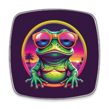 Grenouille cool avec de grandes lunettes de soleil - Magnet carré - blanc - Devant