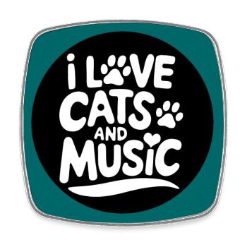 Ich liebe Katzen und Musik - Viereckiger Kühlschrankmagnet - Weiß - Vorne