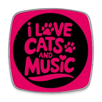 Ich liebe Katzen und Musik - Viereckiger Kühlschrankmagnet - Weiß - Vorne