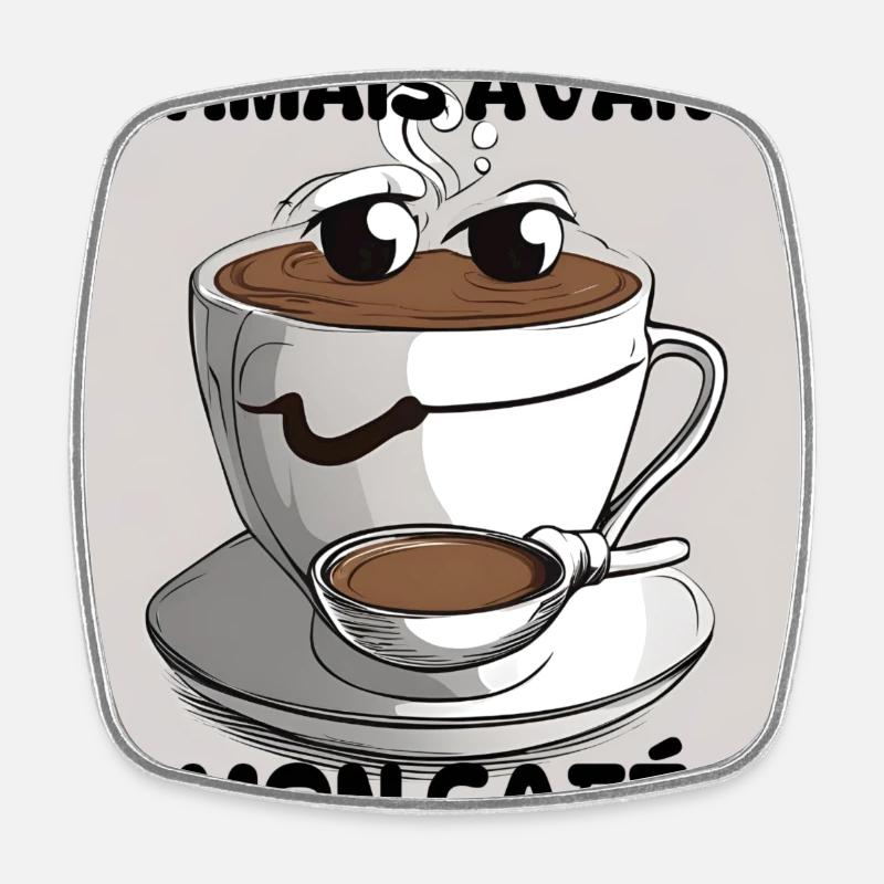 Café - Magnet carré - blanc