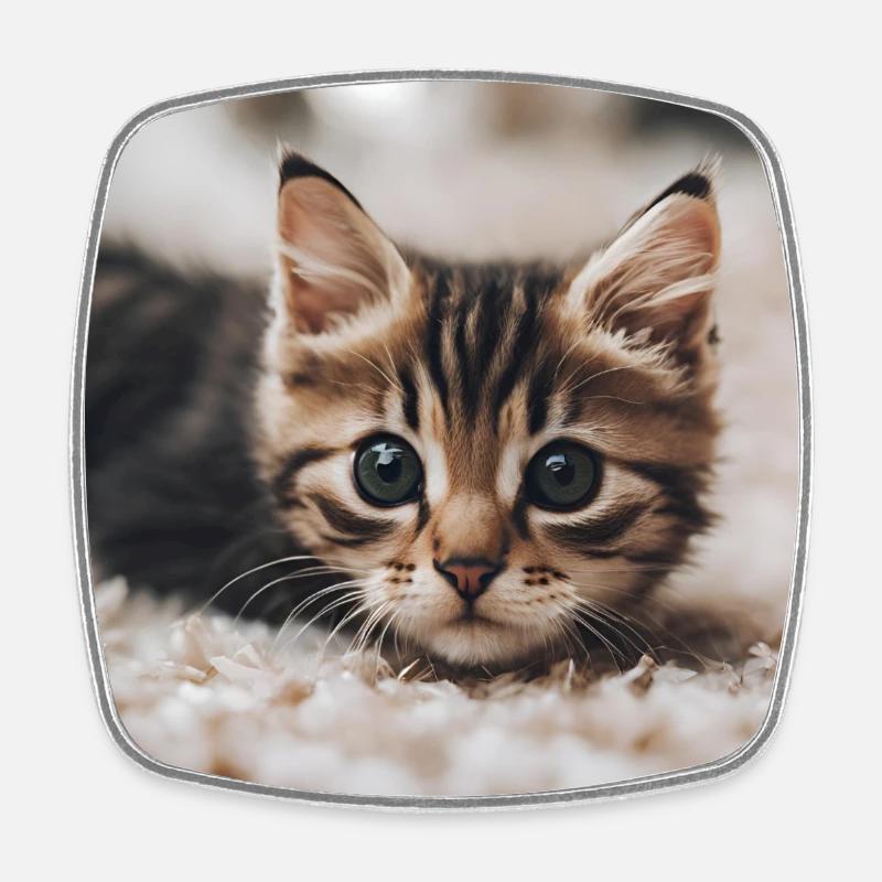 Chat - Magnet carré - blanc