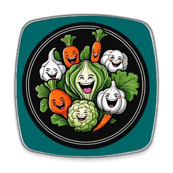 Funny Laughing Vegetables - Square fridge magnet - white - Front
