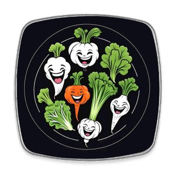 Funny Laughing Vegetables - Square fridge magnet - white - Front