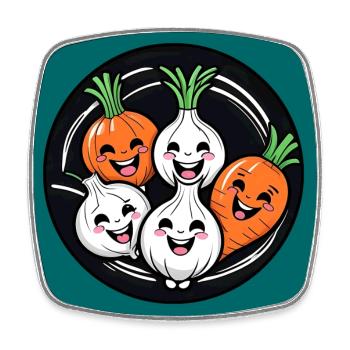 Drôles de légumes qui rient - Magnet carré - blanc - Devant
