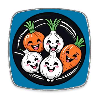 Funny Laughing Vegetables - Square fridge magnet - white - Front
