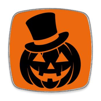 Lustiger grinsender Halloween Kürbis mit Zylinder - Viereckiger Kühlschrankmagnet - Weiß - Vorne