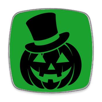 Citrouille d’Halloween souriante drôle avec chapeau haut de forme - Magnet carré - blanc - Devant