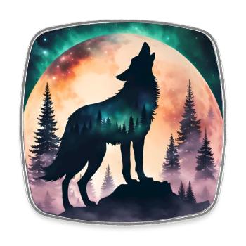 Le loup de la pleine lune - Magnet carré - blanc - Devant