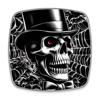 Halloween Elegant Skull - Square fridge magnet - white - Front