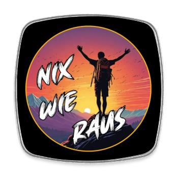 Nix wie raus - Wanderer auf dem Berggipfel - Viereckiger Kühlschrankmagnet - Weiß - Vorne