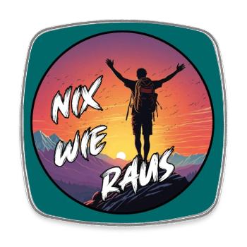 Nix wie raus - Wanderer auf dem Berggipfel - Viereckiger Kühlschrankmagnet - Weiß - Vorne