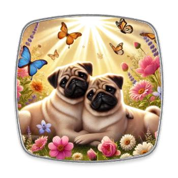 Himmelstruckene Pug Hundefreunde Design - Viereckiger Kühlschrankmagnet - Weiß - Vorne
