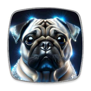 Futuristischer Hund mit Glitzerakzenten - Viereckiger Kühlschrankmagnet - Weiß - Vorne