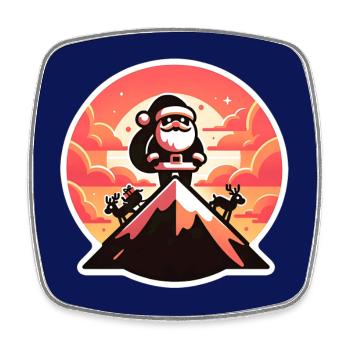 Weihnachtsmann auf Bergspitze frohe Weihnachten - Viereckiger Kühlschrankmagnet - Weiß - Vorne