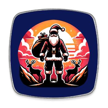 Weihnachtsmann auf Bergspitze frohe Weihnachten - Viereckiger Kühlschrankmagnet - Weiß - Vorne