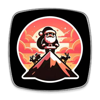 Weihnachtsmann auf Bergspitze frohe Weihnachten - Viereckiger Kühlschrankmagnet - Weiß - Vorne