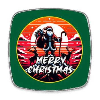 Weihnachtsmann auf Bergspitze frohe Weihnachten - Viereckiger Kühlschrankmagnet - Weiß - Vorne