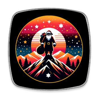Weihnachtsmann auf Bergspitze frohe Weihnachten - Viereckiger Kühlschrankmagnet - Weiß - Vorne