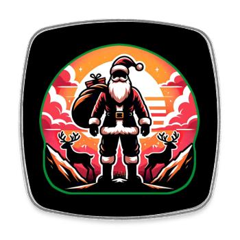 Weihnachtsmann auf Bergspitze frohe Weihnachten - Viereckiger Kühlschrankmagnet - Weiß - Vorne