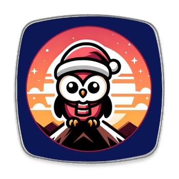 Drôle de petit hibou de Noël avec chapeau de Père Noël - Magnet carré - blanc - Devant