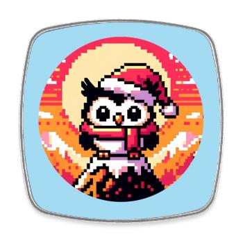 Drôle de petit hibou de Noël avec chapeau de Père Noël - Magnet carré - blanc - Devant
