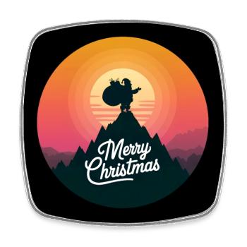 Weihnachtsmann mit Rentieren auf Bergspitze - Viereckiger Kühlschrankmagnet - Weiß - Vorne