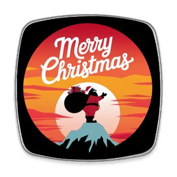 Weihnachtsmann mit Rentieren auf Bergspitze - Viereckiger Kühlschrankmagnet - Weiß - Vorne