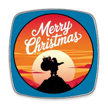 Weihnachtsmann mit Rentieren auf Bergspitze - Viereckiger Kühlschrankmagnet - Weiß - Vorne