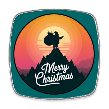 Weihnachtsmann mit Rentieren auf Bergspitze - Viereckiger Kühlschrankmagnet - Weiß - Vorne