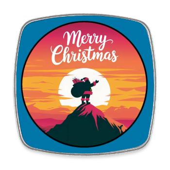 Weihnachtsmann mit Rentieren auf Bergspitze - Viereckiger Kühlschrankmagnet - Weiß - Vorne