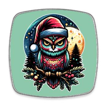 Kleine Weihnachtseule im Winterwald Weihnachtswald - Viereckiger Kühlschrankmagnet - Weiß - Vorne