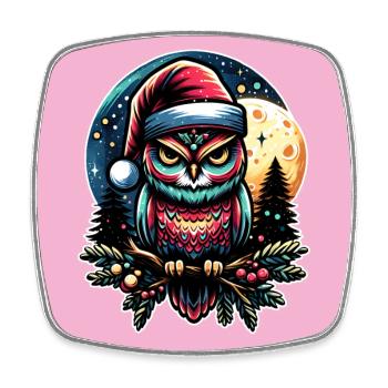Kleine Weihnachtseule im Winterwald Weihnachtswald - Viereckiger Kühlschrankmagnet - Weiß - Vorne