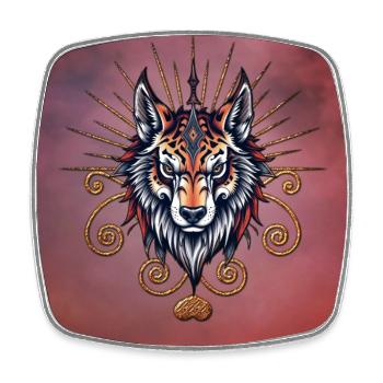Superbe tête de loup - Magnet carré - blanc - Devant