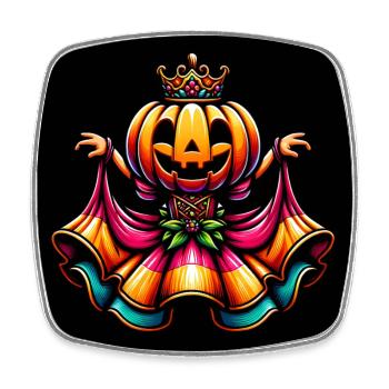 Princesse d’Halloween avec couronne Citrouille d’Halloween - Magnet carré - blanc - Devant